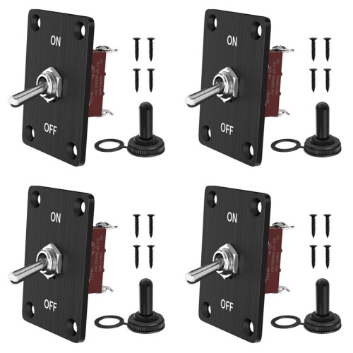 4X Heavy Duty Toggle  12V DC30A Waterproof Toggle  2 Pin /Off SPST with Mounting Panel for Auto Car Boat