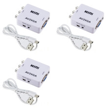 3X AV (RCA) to VGA Audio Video Converter,Support Resolution 1080P /720P,with 3.5 mm AUDIO Audio Input Port,for STB TV PC