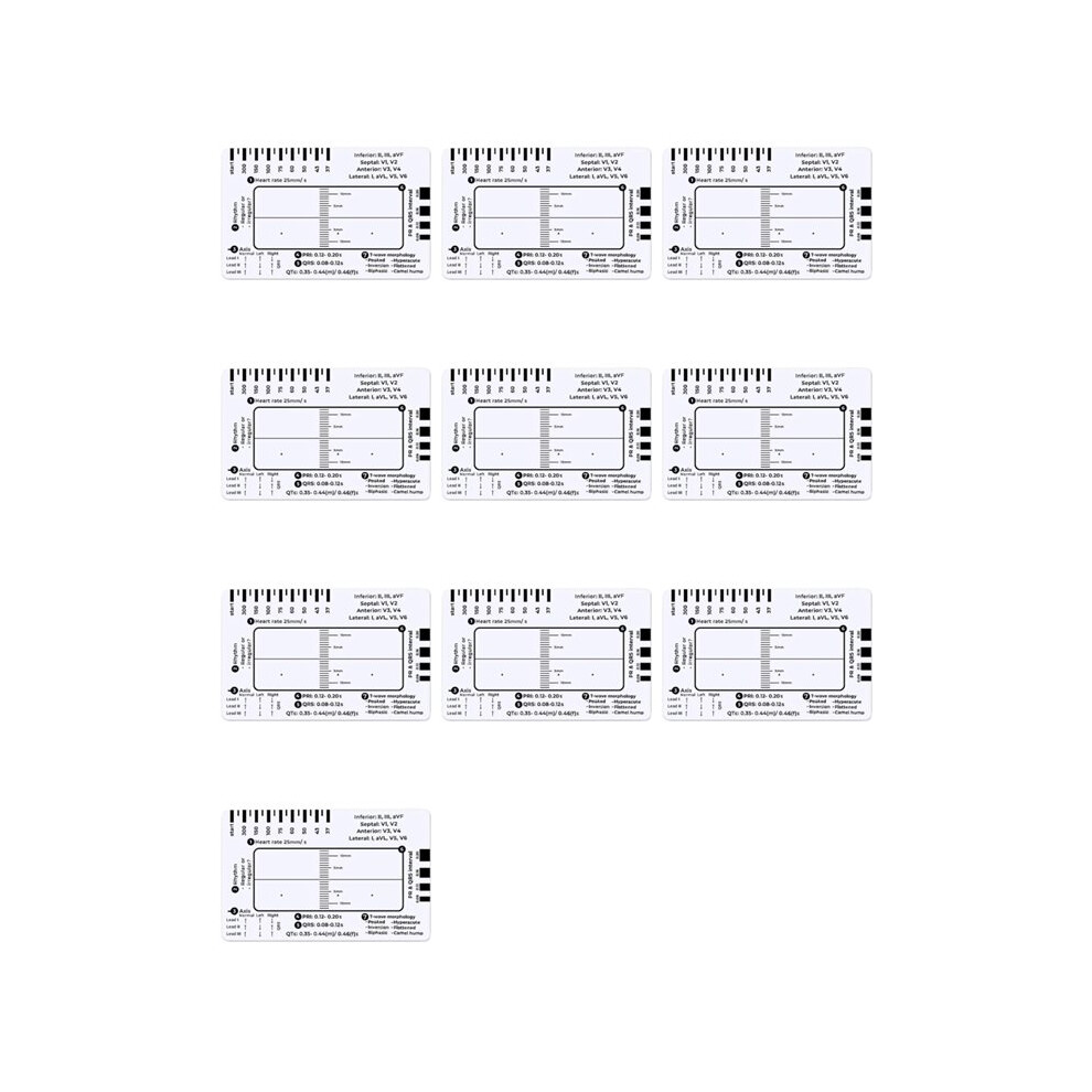 10X ECG 7 Step Ruler, ECG 7 Step Ruler for ECG/EKG Interpretation, Rapid and Quick Cardiac Analysis and Measurement Tool