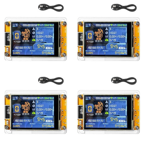 4X NMiner NerdMiner+Case 945KH/S Harshrate 2,8 Polegadas  Display Bitcoin Crypto Solo Lottery Miner NerdMiner Atualizado
