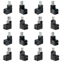 4X RJ45 Male to Female Ethernet Adapter Network Extender 90 Degree Bend for CAT5E CAT6 CAT8 Ethernet Cable Connector