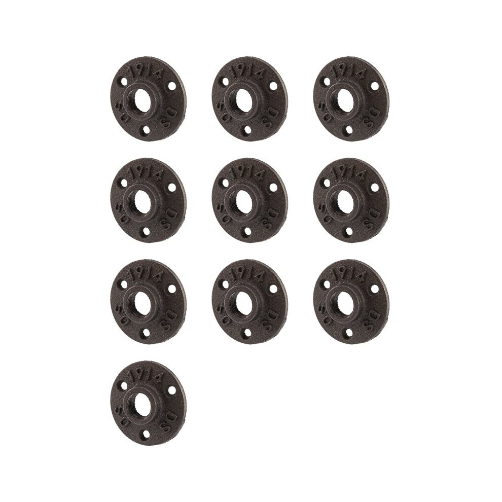 10Pcs 1/2 Inch Black Cast Iron Pipe Fittings Floor Flange Bsp Threaded 6034148767246