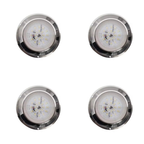 4X Luz de Teto LED de Aço Inoxidável de 3 Polegadas, Luz Circular com Botão, Acessórios Marinhos para Iates