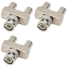 3X Pure Copper Connector BNC Three-Way One Male to Two Female Y-Type BNC Male to Female BNC-JKK RF Adapter