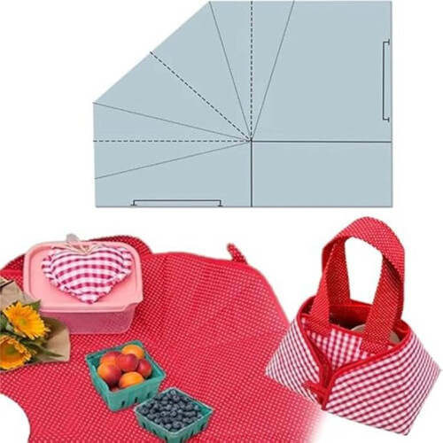 Modelo de Costura de Cesta de Alimentos Dobrável em Tecido DIY, Modelo de Acolchoamento de Bolsa, 8 Polegadas 1