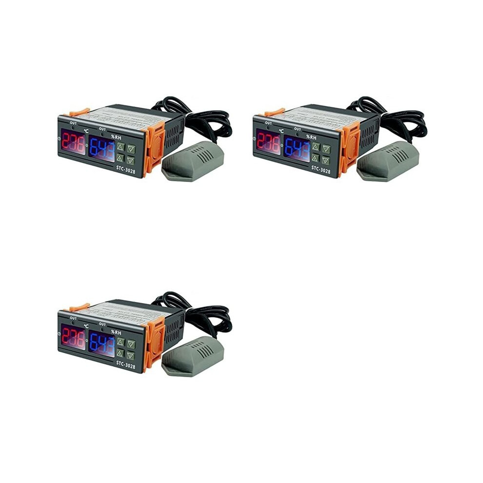 3X Dual Display Temperature And Humidity Controller Stc-3028 10A Ac110-220V, Intelligent Digital Thermostat 6032933733612