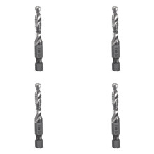4pcs M6X1.0mm High-Speed Steel 4341 Titanium Plated Composite Tap Drill and Tap Integrated Machine Tap Open