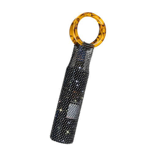Bright Crystal Designed Bottle Pouch With Comfortable-Black