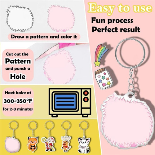 151PCS ShrinkyDink Sheets Kit, ShrinkyDink Keychain Kit Plastic Sheet Film Sheets Kit Suitable for DIY / Ring / 1