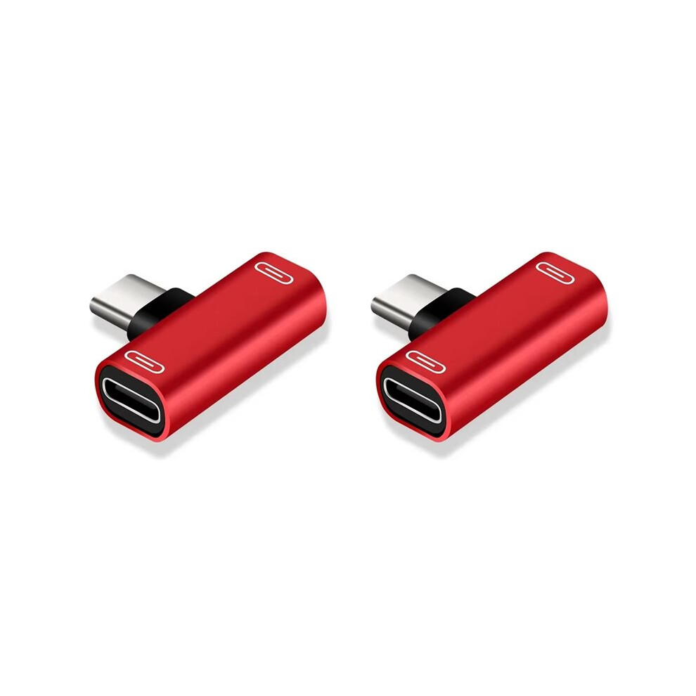 2X 3 In 1 Double Type-C Adapter Type-C Charge Cable Charger Earphone Converter For Smartphones Headphone Adapter Red 6032031558766