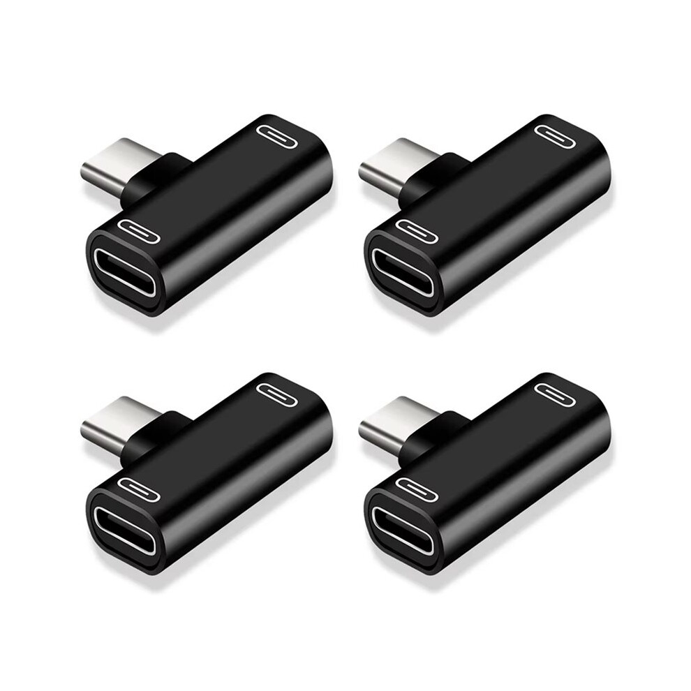 4X 3 In 1 Double Type-C Adapter Type-C Charge Cable Charger Earphone Converter For Smartphones Headphone Adapter Black 6032949751075