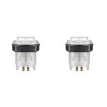 2 Stück Beleuchteter LED-Druckknopf, 28 mm Mutter mit 4-Poligem Lichtkabel für Zero-Delay-Board-Arcade-Spielautomatenteile, Weiß