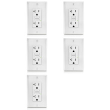 5X GFCI Outlet 20A, GFI Electrical Receptacle with LED Indicator, 20A Tamper-Resistant Ground Fault Circuit Interrupter