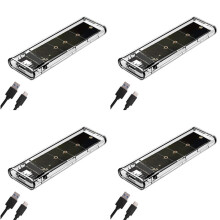 4X M.2 NGFF  Dual Protocol SSD-Gehäuse Klar USB Typ C 10 Gbps PCI-E M2 SSD Transparentes Externes Gehäuse Festplattenbox