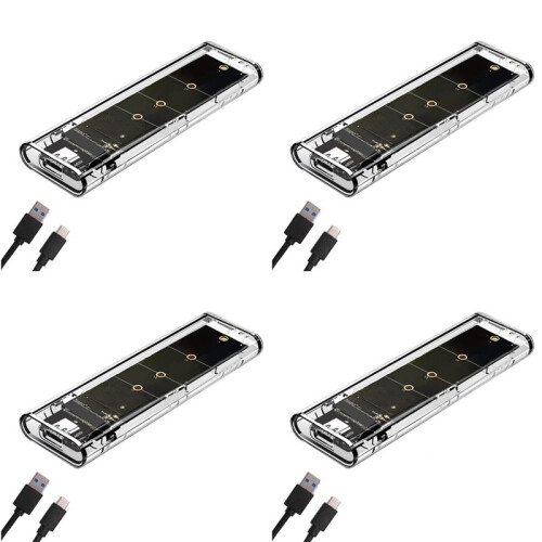 4X M.2 NGFF  Dual Protocol SSD Case Clear USB TypeC 10Gbps PCI-E M2 SSD Transparent External Enclosure Hard Disk Box