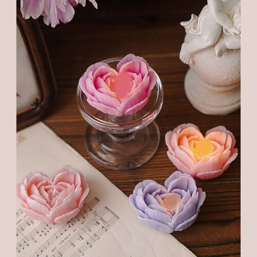 Bougie parfumée en forme de cœur Rose, brûlure durable,-5 1