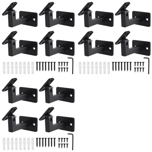 12 Pcs Adjustable Handrail Brackets, Stair Railing Brackets , Hand Rail Brackets for Stairs, Wall Mounted Brackets