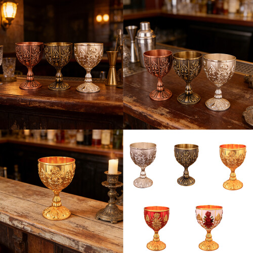 Metal Chalice With Artistic Detailing Elegant Drinking-Silver 2