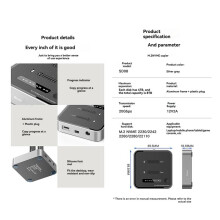 2X M2 20 Gbit/S SSD-Dockingstation mit Zwei Schächten, Dual-Bay, Offline-USB-C-zu-NVME-PCiE-Dockingstation, Offline-Klon, SSD-Dock, EU-Stecker