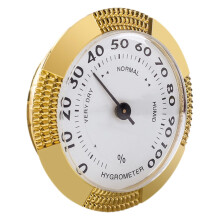 Mechanical Analog Hygrometer for Humidor Box and Violin Case, Metal, Battery, Easy Read