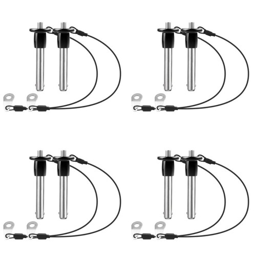 8 Pack 304 Stainless Steel Quick Release Pin  Locking Pin with Push Button Round Handle Lanyard Usable Length 30mm