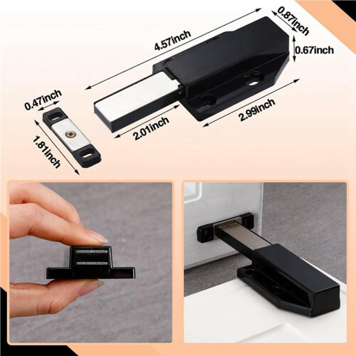 16 Pack Magnetic Push  Heavy Duty Push to Open Cabinet Hardware Push Release Magnets Touch , Black