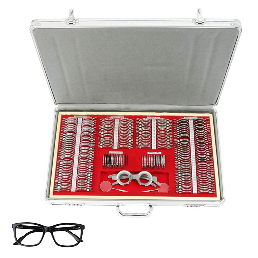 266 Pcs Optical Trial Lens Set With Aluminum Case, Adjustable Metal Rim Frame Optometry Test Kit For Eye Examination 9092120112580