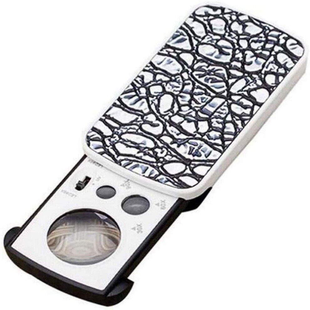 Light Led Ed Jewelry Loupe 30X 60X 90X With Uv Triple Lens Magnifier For Gems Coins And Stamps