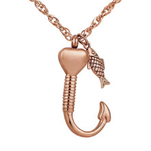Bijoux commémoratifs de collier de crémation d'acier-Or rose