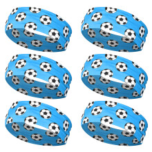 Lot de 6 bandeaux élastiques sur le thème du football-Bleu ciel