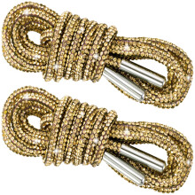 2pcs Gold Rhinestone Shoelaces, Sparkly Crystal Shoe Laces for Sneakers Hoodies Bags, Durable Rope Design