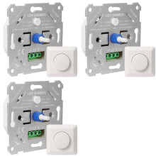 3X LED Dimmer 230V for Dimmable LEDs/Halogen 5-200W with White Cover Plate