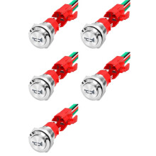 5X Horn Button 12V 20A Heavy Duty 16MM Metal Horn Speaker LED Stainless Steel Momentary Push Button