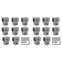 16 Peças de Conector de Tubo Quadrado de 1 Pol./25 mm, Conector de Encaixe de Tubo de 3 Vias, Braçadeiras de Trilhos de Corrente em T de Liga de