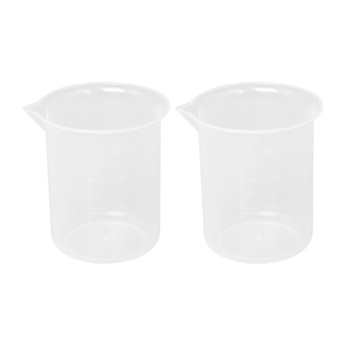 Kitchen Lab Graduated Beaker Clear Plastic Measuring Cup Thicken with Cap Measuring Jug 200mL 20pcs 1