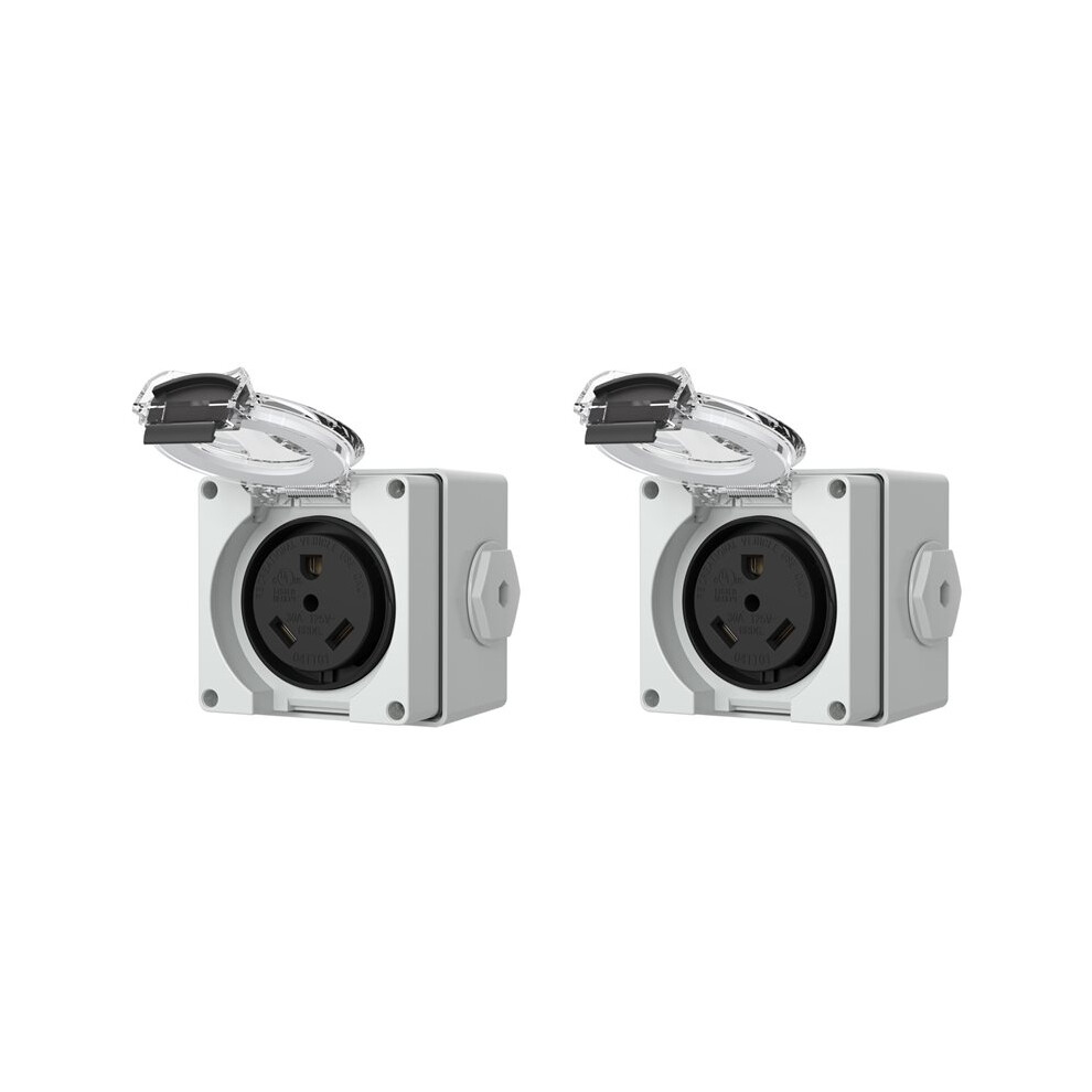 2X 30Amp Power Outlet Box,125Volt Nema Tt-30R Receptacle Outdoor Dustproof And For Electric Vehicles Brecantia