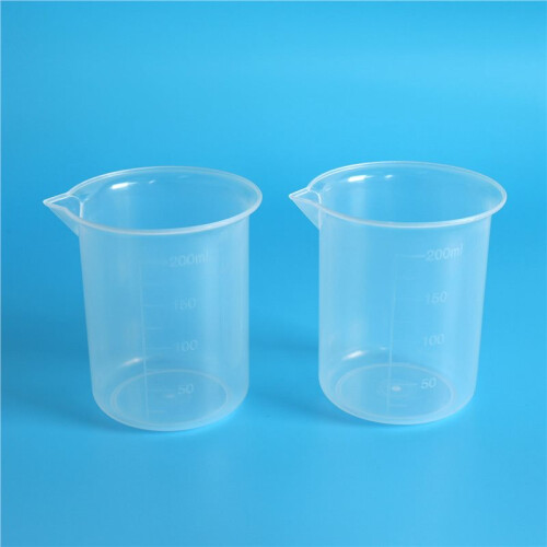 Kitchen Lab Graduated Beaker Clear Plastic Measuring Cup Thicken with Cap Measuring Jug 200mL 20pcs 2