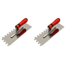 2pcs 1/2inch Square Notched Trowel,Stainless Steel Flat Finishing Trowel for Cement, Masonry Tile Installation Work