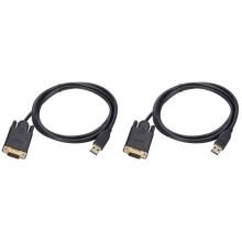 2X Câble USB 3.0 Vers VGA 1,8 M, Convertisseur USB 3.0 Mâle Vers VGA Mâle 1080p, pour Ordinateur Portable, Projecteur Vidéo Externe UHD.