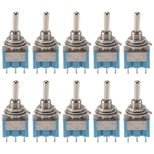 30Pcs SPDT  Toggle  3-Pin 2 Position / Miniature Toggle  6A 125V AC Toggle  MTS-102 2