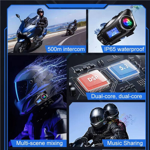 2X Q58 Max Motorhelm  Intercom IP65 Waterdicht Intercom Afstand 500 Meter Multi-Scene Gemengde Muziek 2