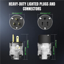 2X Lighted Straight Blade Electrical Plug and Connector Set,15A 125 Volt NEMA 5-15P NEMA 5-15R 2 Pole 3 Wire(US)