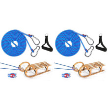2X Sledge Rope with Carabiner, Thick Sledge Rope Diameter 10 mm, 4 M Sledge Lead with Handle, Sledge Pull Rope