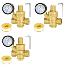 3X Régulateur de Pression D'Eau 3/4 Po avec Manomètre, Réducteur de Pression D'Eau Réglable pour Régulateur de Pression D'Eau DN20