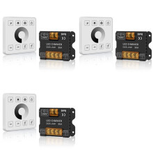 3X RF Wireless Wall- Mounted Touch Panel Dimmer Control for DC5-24V 30A Single Color LED Strip Lighting