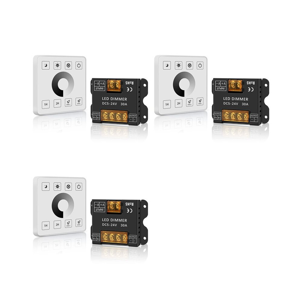 3X Rf Wireless Wall- Mounted Touch Panel Dimmer Control For Dc5-24V 30A Single Color Led Strip Lighting 6031151856813