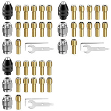 Ensemble de 48 Pinces de Mandrin de Perceuse, Ensemble de Pinces de Mandrin de Perceuse de 1/32 Ă 1/8 Pouce avec 33 Pinces en Laiton, 9 Mandrins, 6