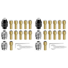 Ensemble de 32 Pinces de Mandrin de Perceuse, Ensemble de Pinces de Mandrin de Perceuse de 1/32 Ă 1/8 Pouce avec 22 Pinces en Laiton, 6 Mandrins, 4