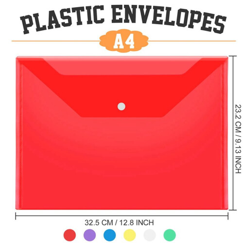 48Pack Plastic Envelopes with Snap Closure, Plastic File Folders for Documents A4 Clear Envelopes Folders,File Bags 2