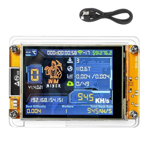 4X NMiner NerdMiner+Case 945KH/S Harshrate 2,8 Polegadas  Display Bitcoin Crypto Solo Lottery Miner NerdMiner Atualizado 1